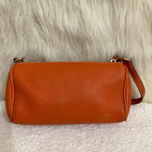 DOONEY & BOURKE Vintage Y2K Orange Pebbled Leather Mini Barrel Bag - Picture 15 of 16